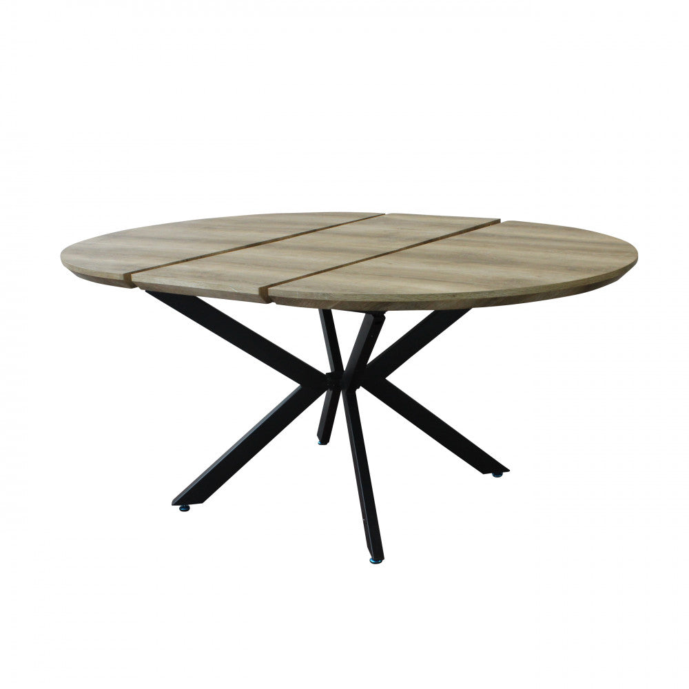 Tavolo rotondo allungabile con piano in MDF e struttura in metallo 120/160x120xH76 cm Garry