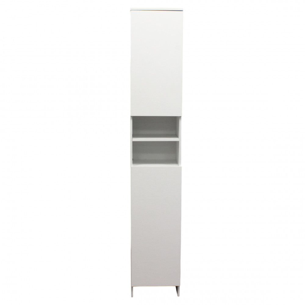 Armadio tuttopiani in legno bianco con 2 ante e 8 ripiani h173 cm