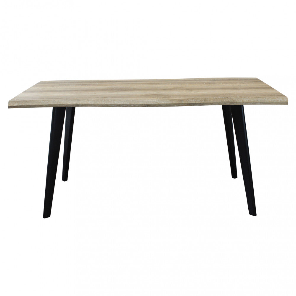 Tavolo rettangolare con struttura in metallo e piano in mdf marrone effetto pietra 90x160xH75 cm Dabber