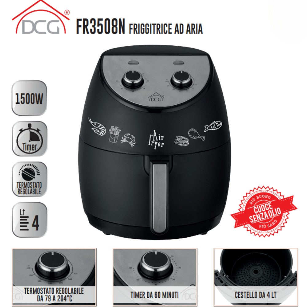 friteuse à air 'fr 3508' dcg 4 lt-1450 watts