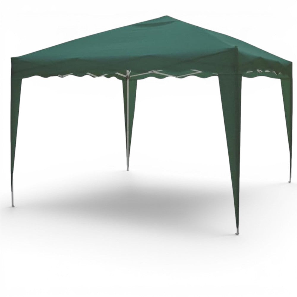 Gazebo pieghevole verde con telo in poliestere e struttura in acciaio 300x300xmaxH230 cm