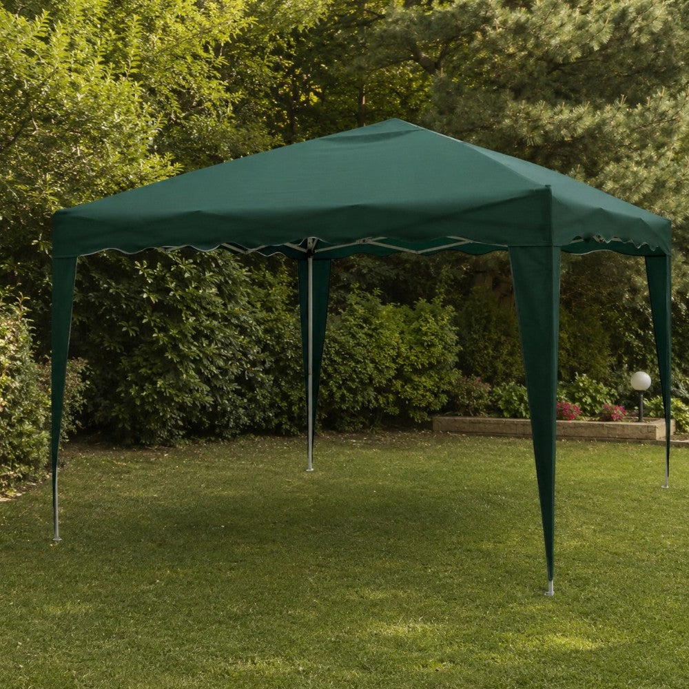 Gazebo pieghevole verde con telo in poliestere e struttura in acciaio 300x300xmaxH230 cm