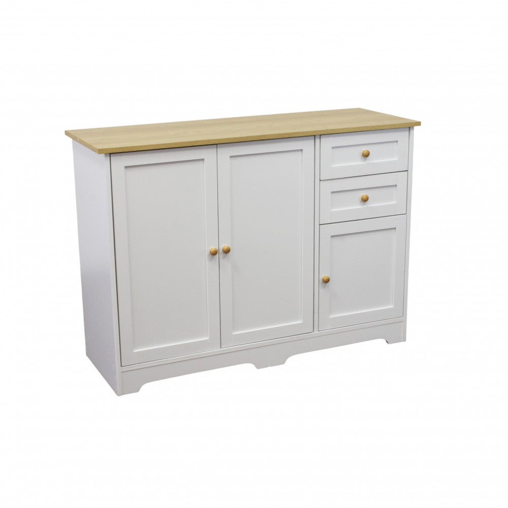 Mobile credenza da ingresso casa in legno bianco con ante 3 e 2 cassetti