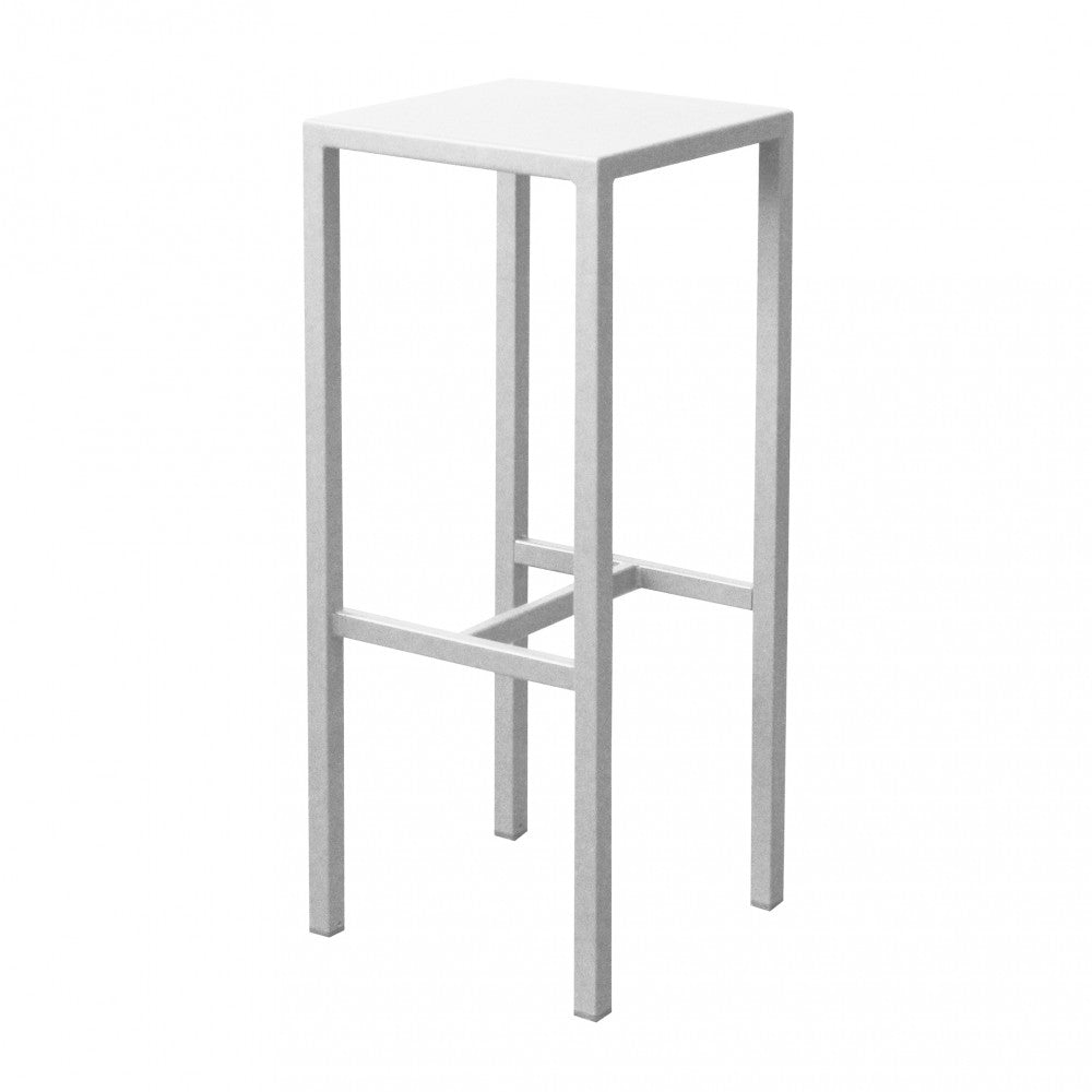 Sgabello alto fisso in metallo quadrato bianco 30x30xH75 cm