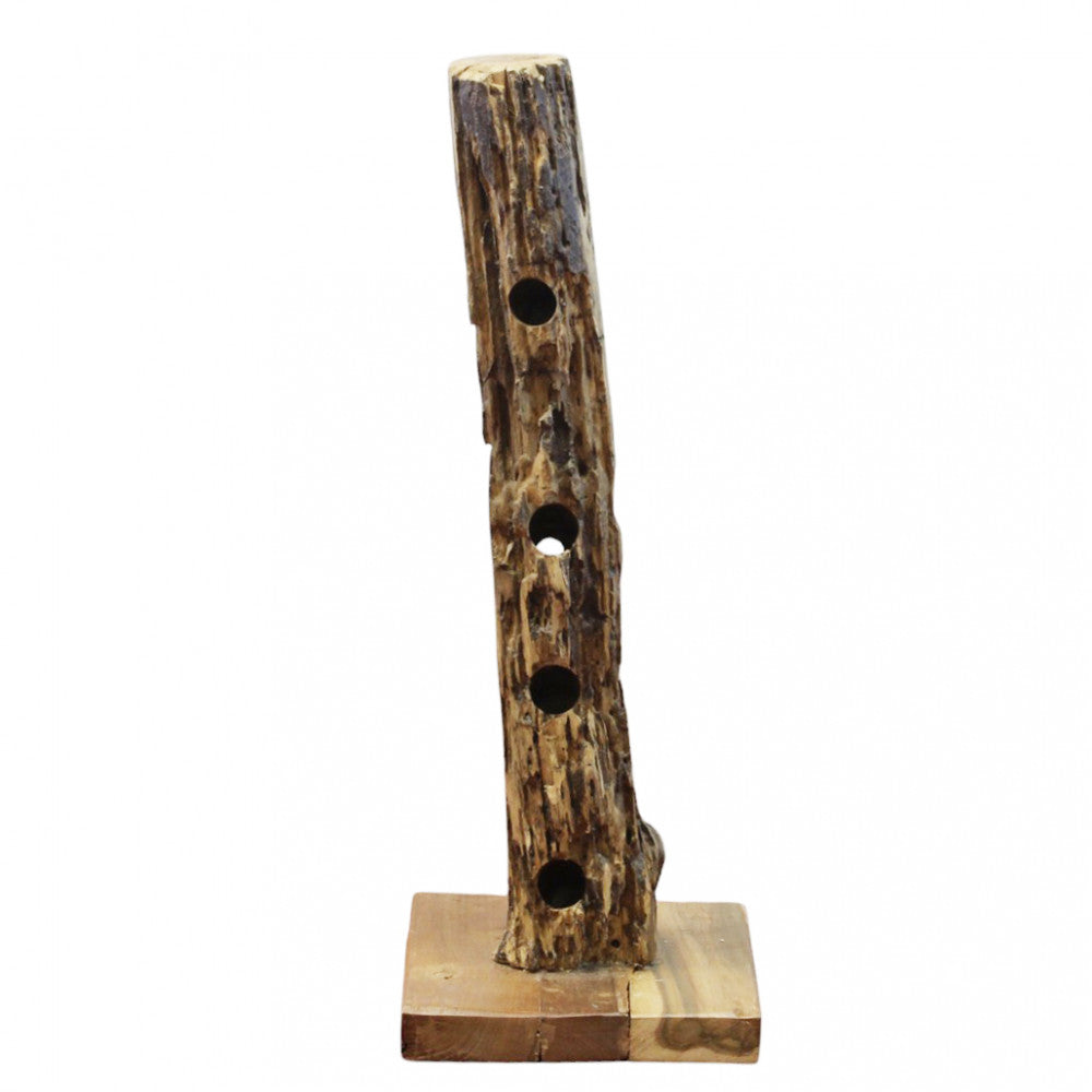 Porta bottiglie in legno teak 30x30xH80 cm per arredamento interno