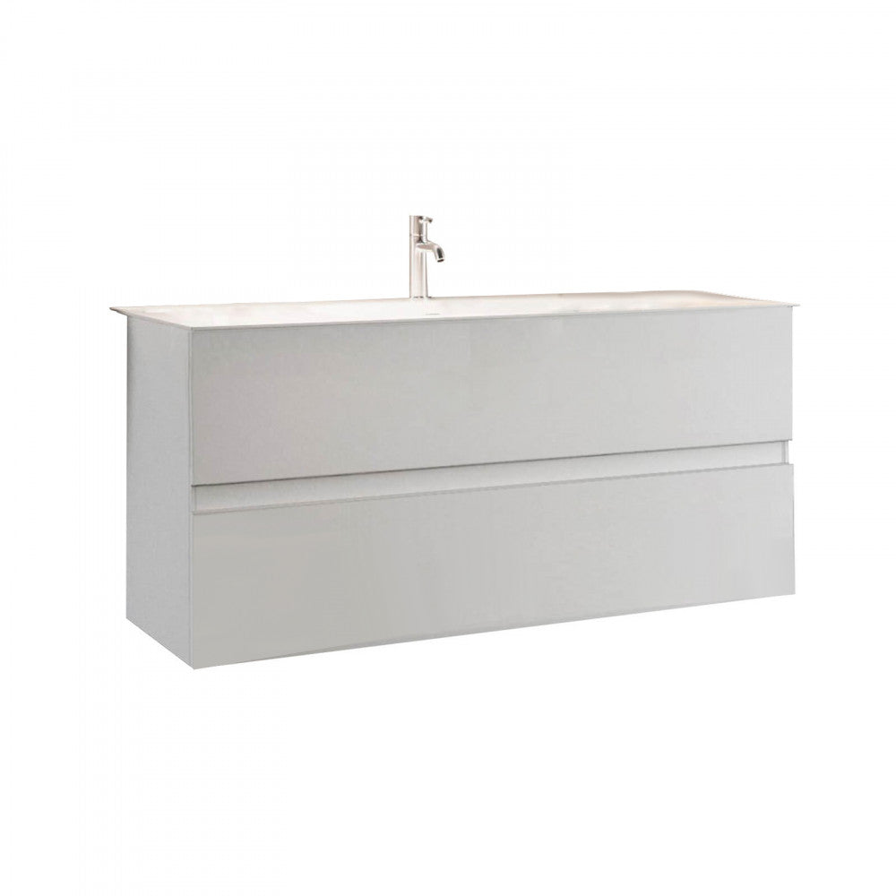 439013-S100 Salle de bain suspendue 100 cm blanc brillant Riccardo