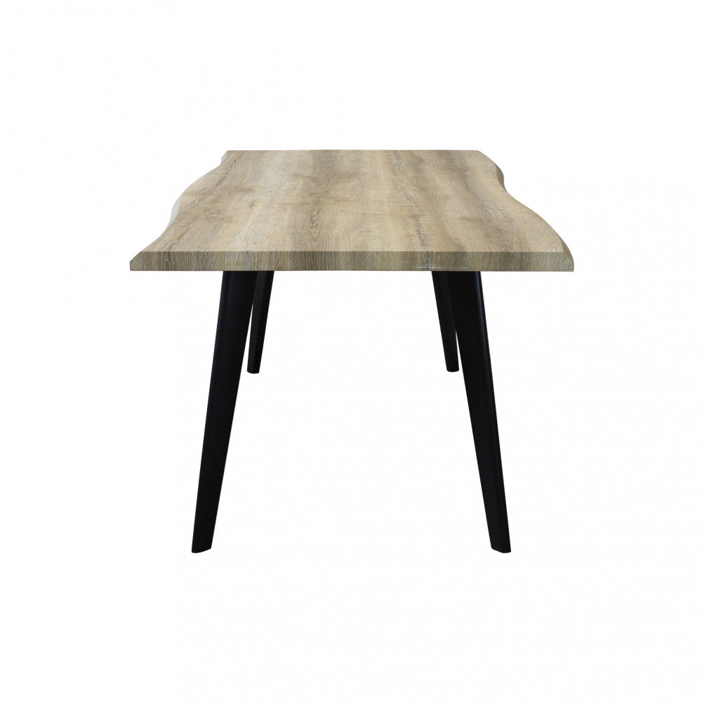 Tavolo rettangolare con struttura in metallo e piano in mdf marrone effetto pietra 90x160xH75 cm Dabber