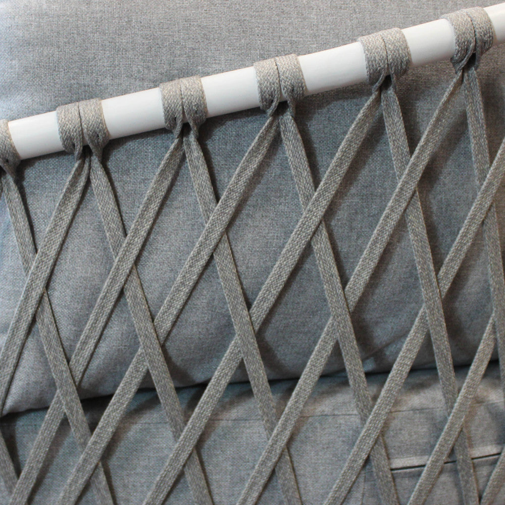 Salotto da giardino struttura in alluminio rivestita in corda pvc con cuscini