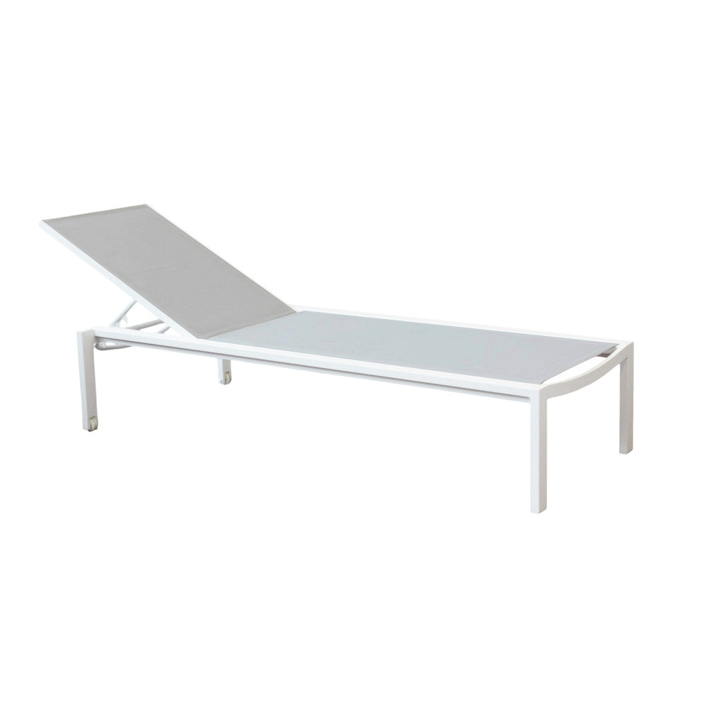 Lettino prendisole grigio chiaro impilabile rettangolare con struttura in alluminio 200x75xH39 cm Nefast