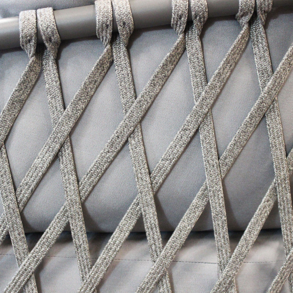 Salotto da esterno struttura in alluminio rivestimento in corda con cuscini Mérida