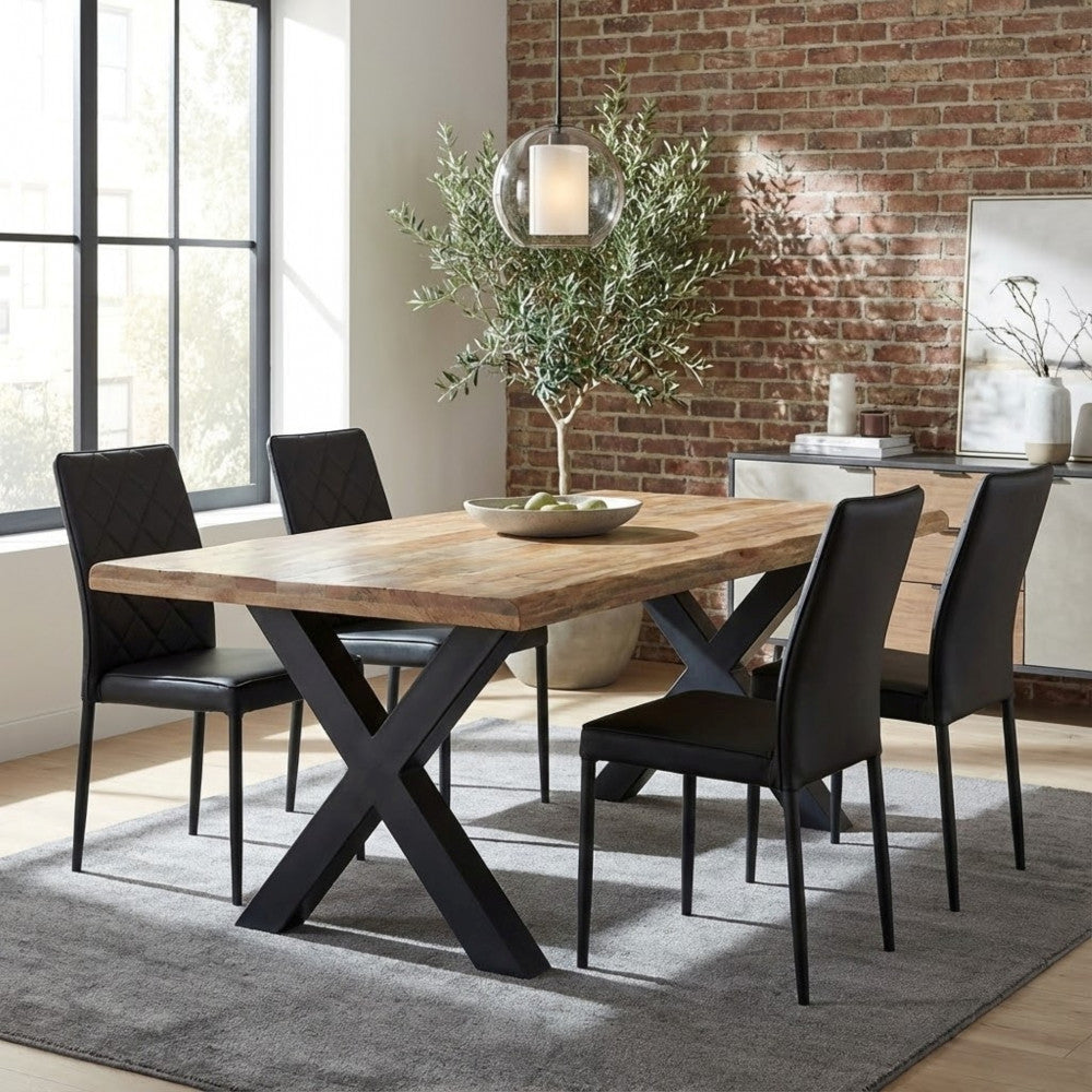 Tavolo rettangolare con piano in legno mango e struttura in metallo 200x100xH77 cm Conrad