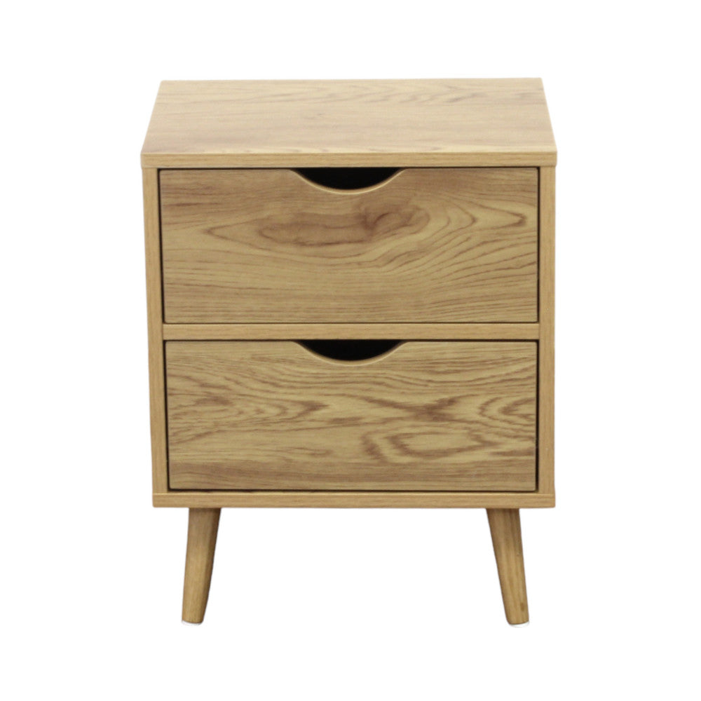 Comodino in legno naturale design moderno con cassetto e ripiano per camera da letto