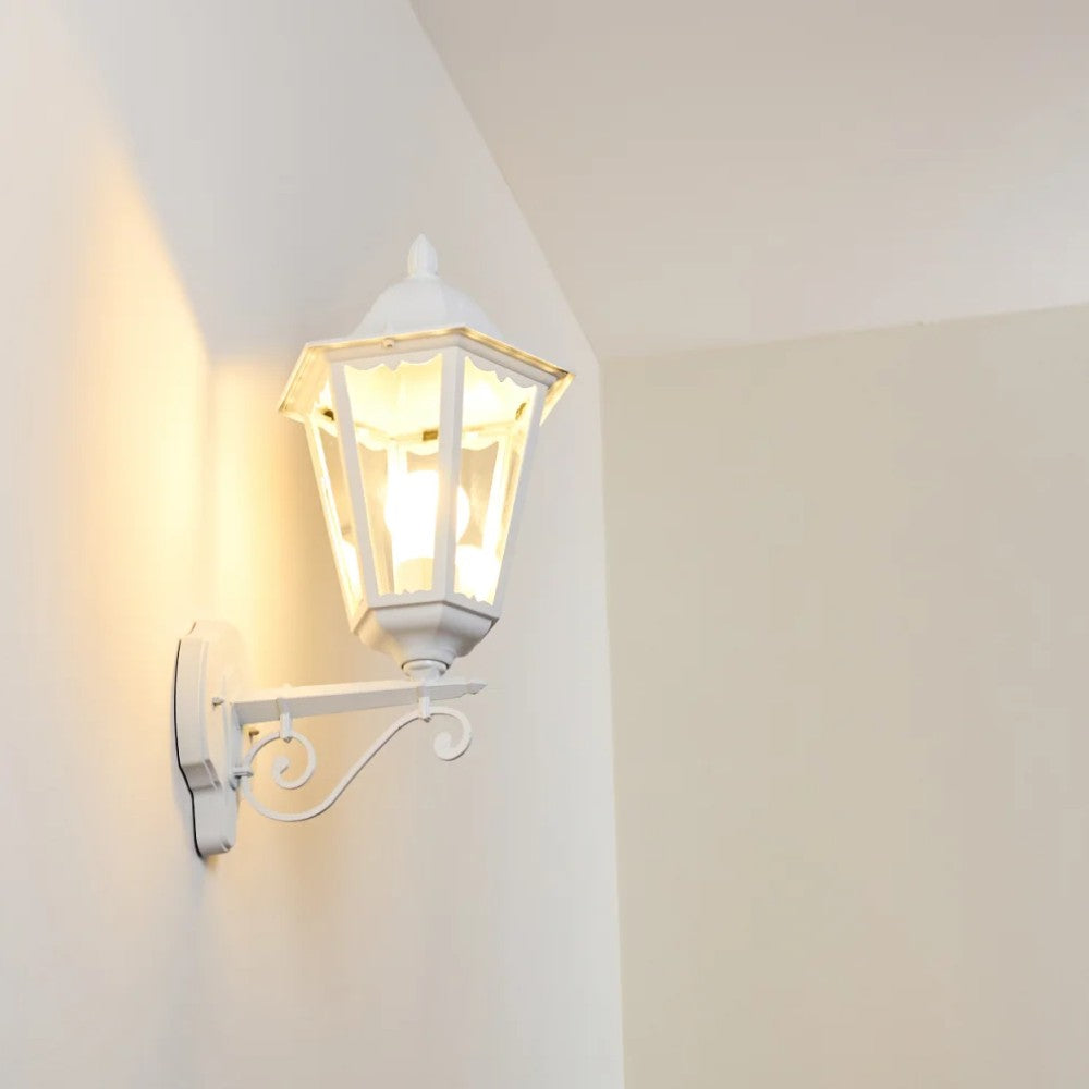 Lanterne murale en aluminium et verre pour éclairage extérieur blanc