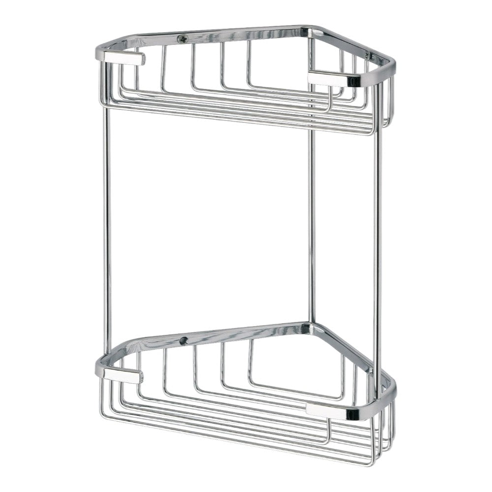 Coin douche 2 étagères 20x15xH27 cm acier chromé pour salle de bain