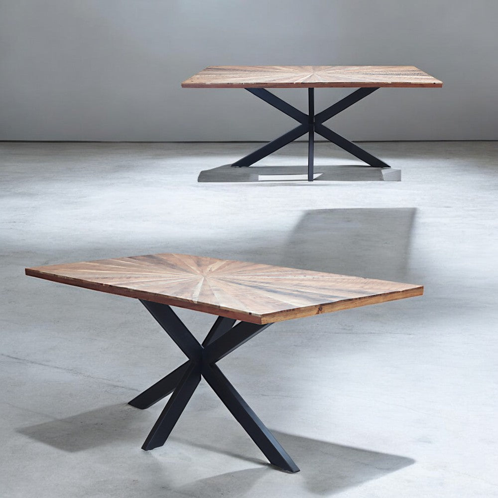 Table d'intérieur élégante et moderne 180x90 cm avec structure en métal et plateau en bois d'acacia Scik