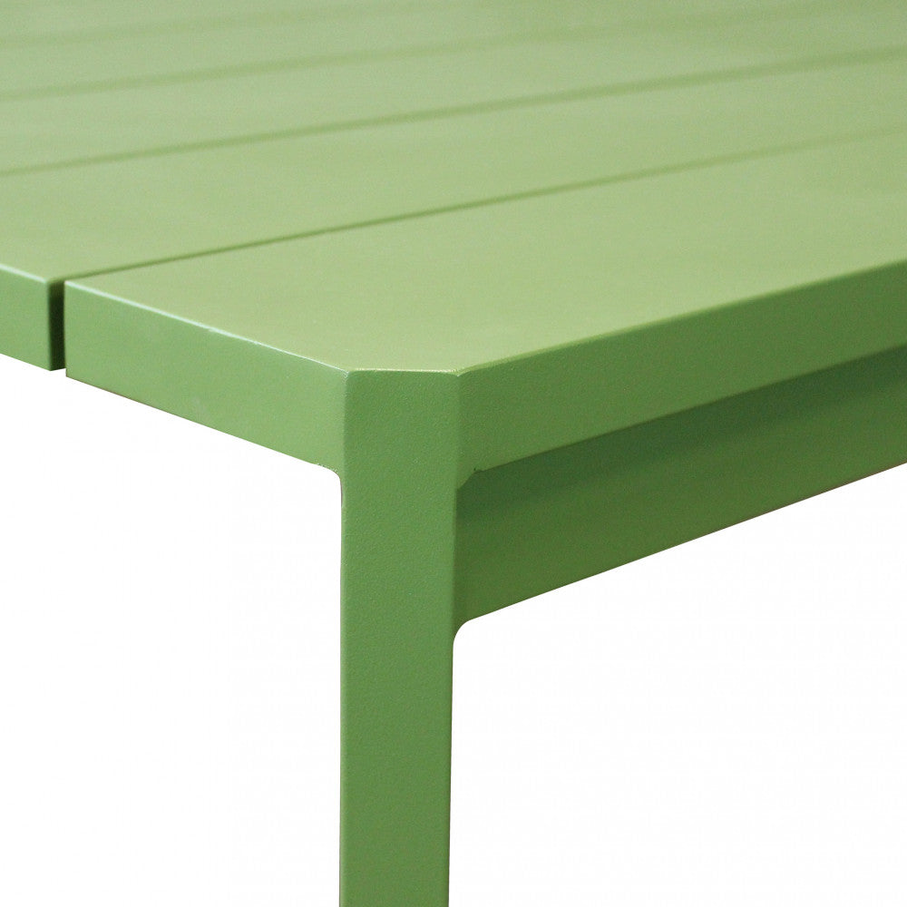 Table de jardin fixe d'extérieur en aluminium vert 200x100 cm avec pieds réglables Malen