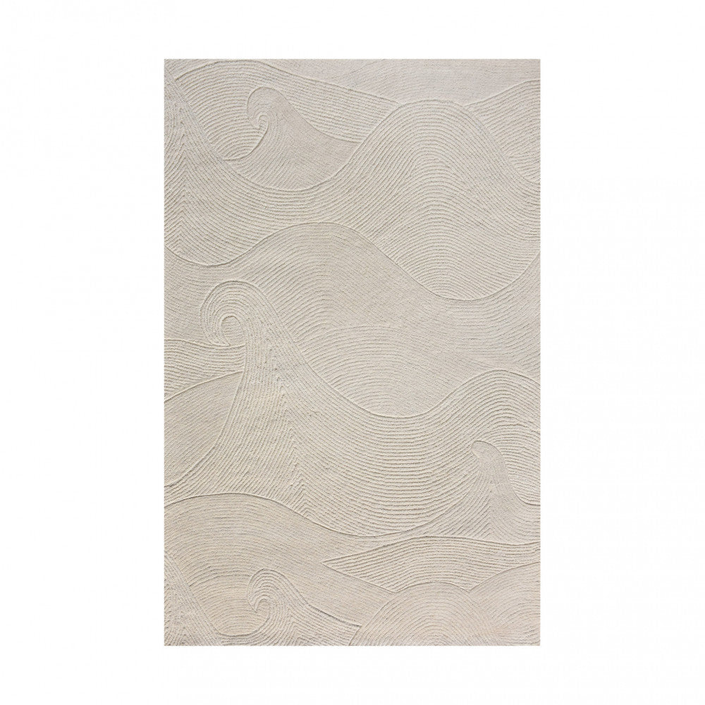 Tappeto da interno 120x180 cm in cotone e lana con decorazione onde