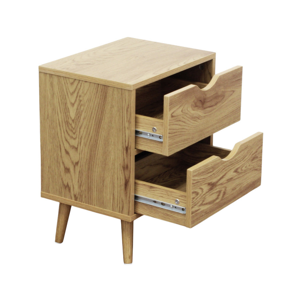 Comodino in legno naturale design moderno con cassetto e ripiano per camera da letto