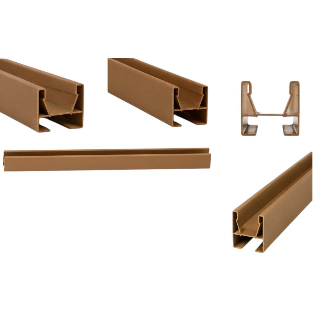 Guida di scorrimento superiore fino a 150 cm per porte scorrevoli in pvc Marrone chiaro