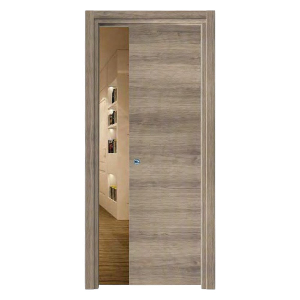 Porta da interno scorrevole reversibile olmo nocciola effetto venato in MDF H210 cm