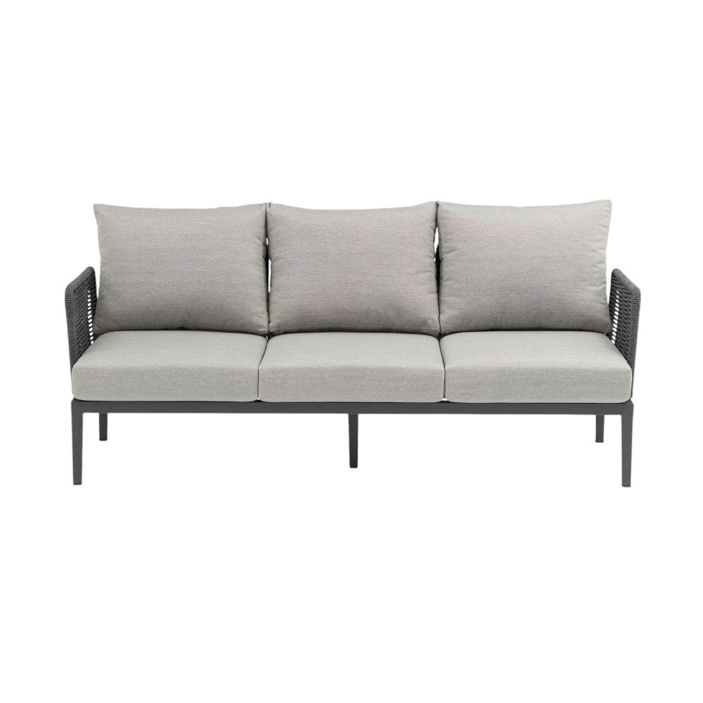 Salotto da giardino struttura in alluminio antracite con cuscini set 3 pezzi