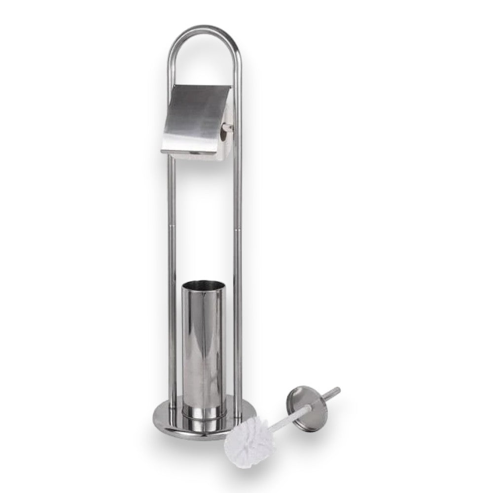 Porte-rouleau papier toilette et porte-brosse WC en acier pour salle de bain