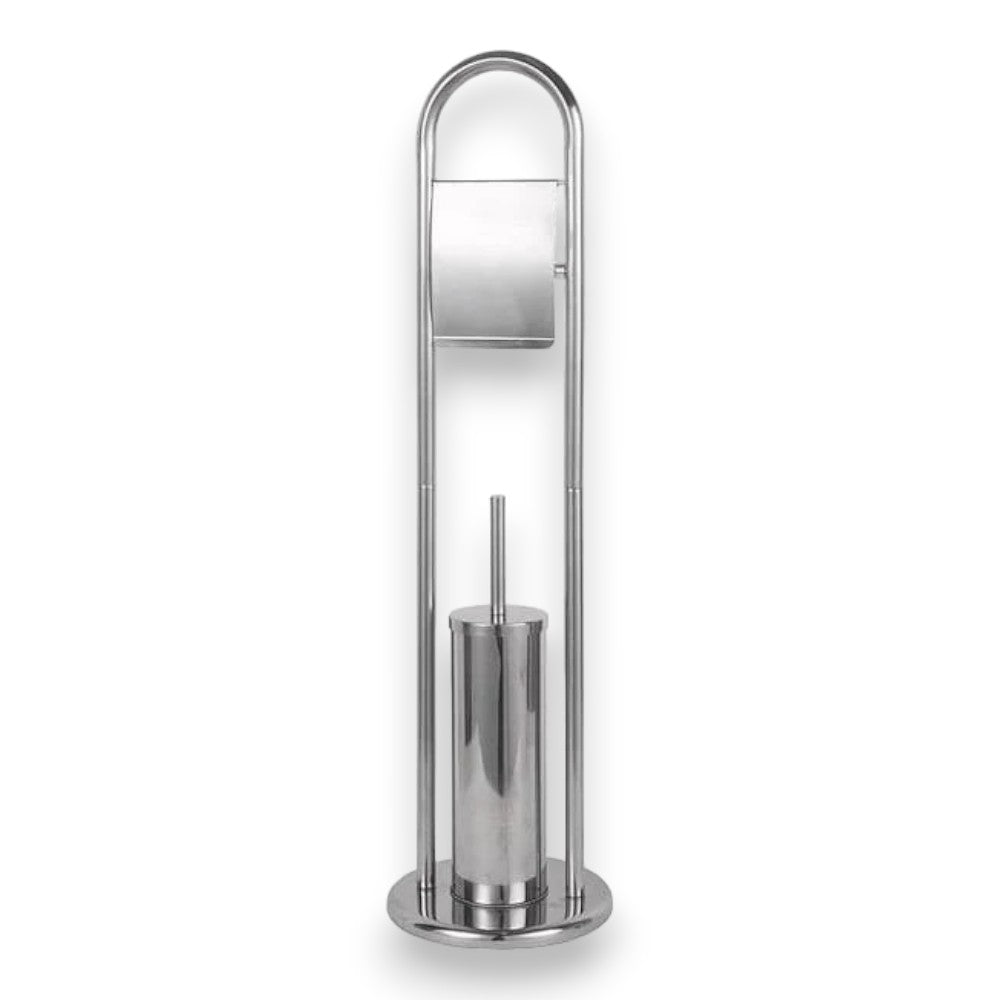 Porte-rouleau papier toilette et porte-brosse WC en acier pour salle de bain