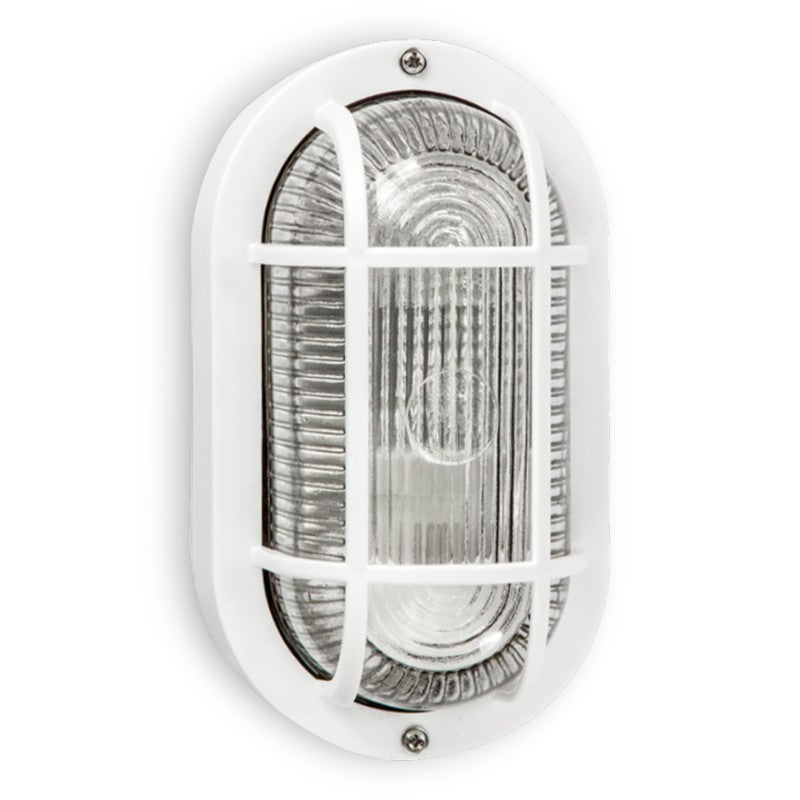 Plafonnier ovale 20,4x11,5xH9,5 cm avec grille en résine pour extérieur