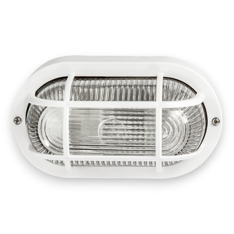 Plafonnier ovale 20,4x11,5xH9,5 cm avec grille en résine pour extérieur