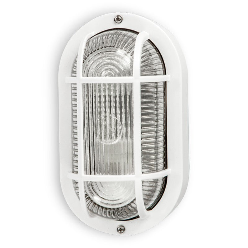 Plafonnier ovale 20,4x11,5xH9,5 cm avec grille en résine pour extérieur
