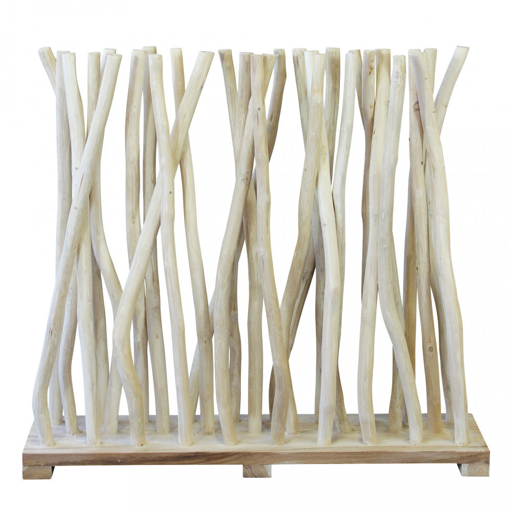 Panneau décoratif 100x24xH90 cm brise-vue clôture de jardin en bois de teck Jackie 