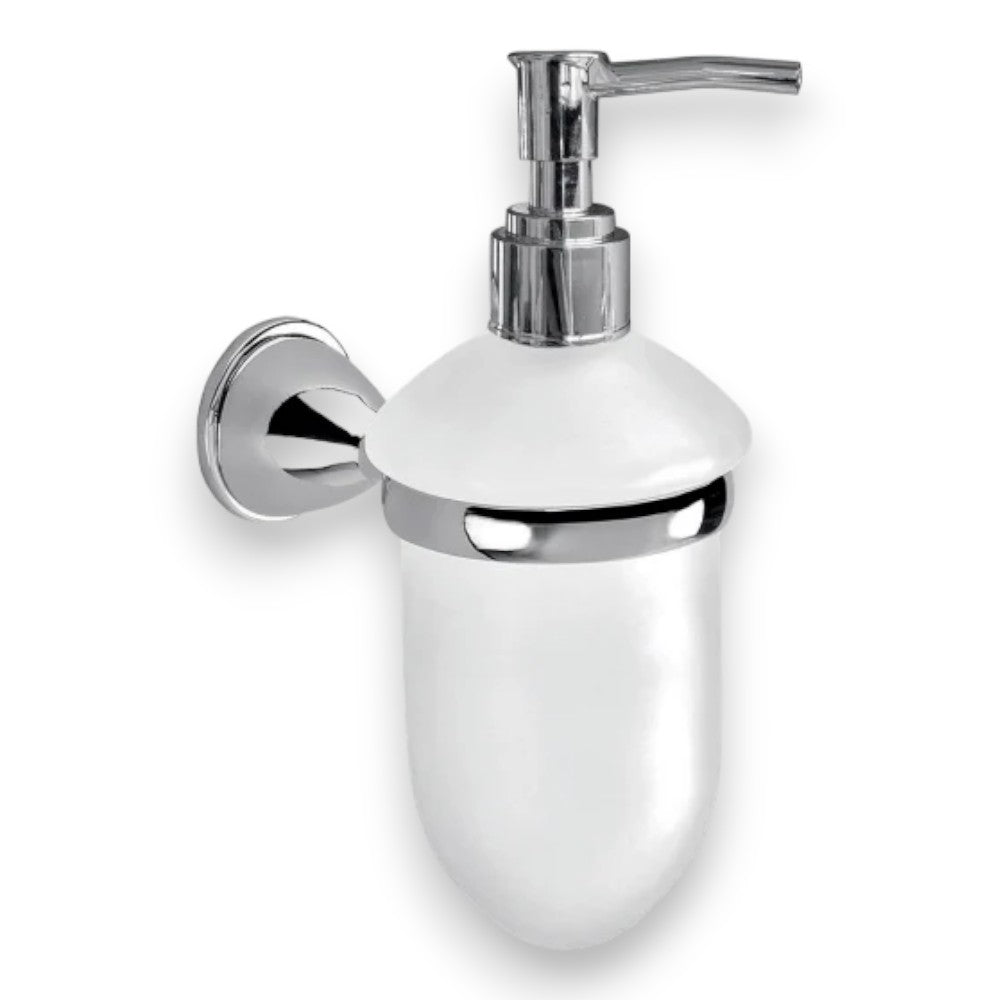 Porte savon avec distributeur en résine et acier pour salle de bain