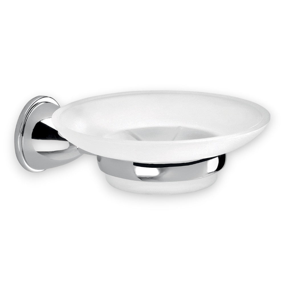 Porte-savon en acier chromé et verre pour salle de bain