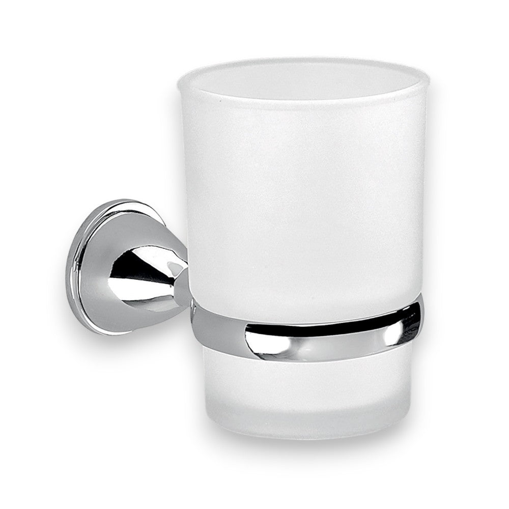 Porte-brosse à dents en acier chromé et verre pour salle de bain