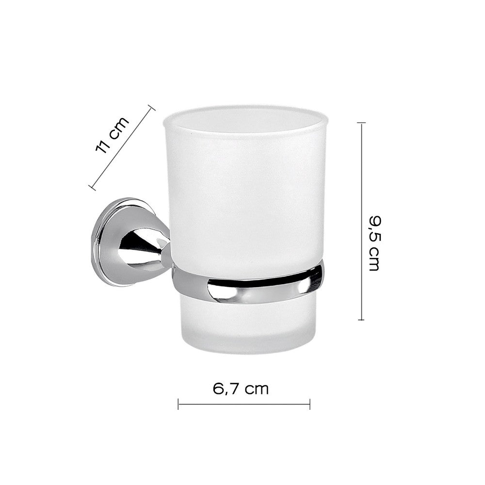 Porte-brosse à dents en acier chromé et verre pour salle de bain