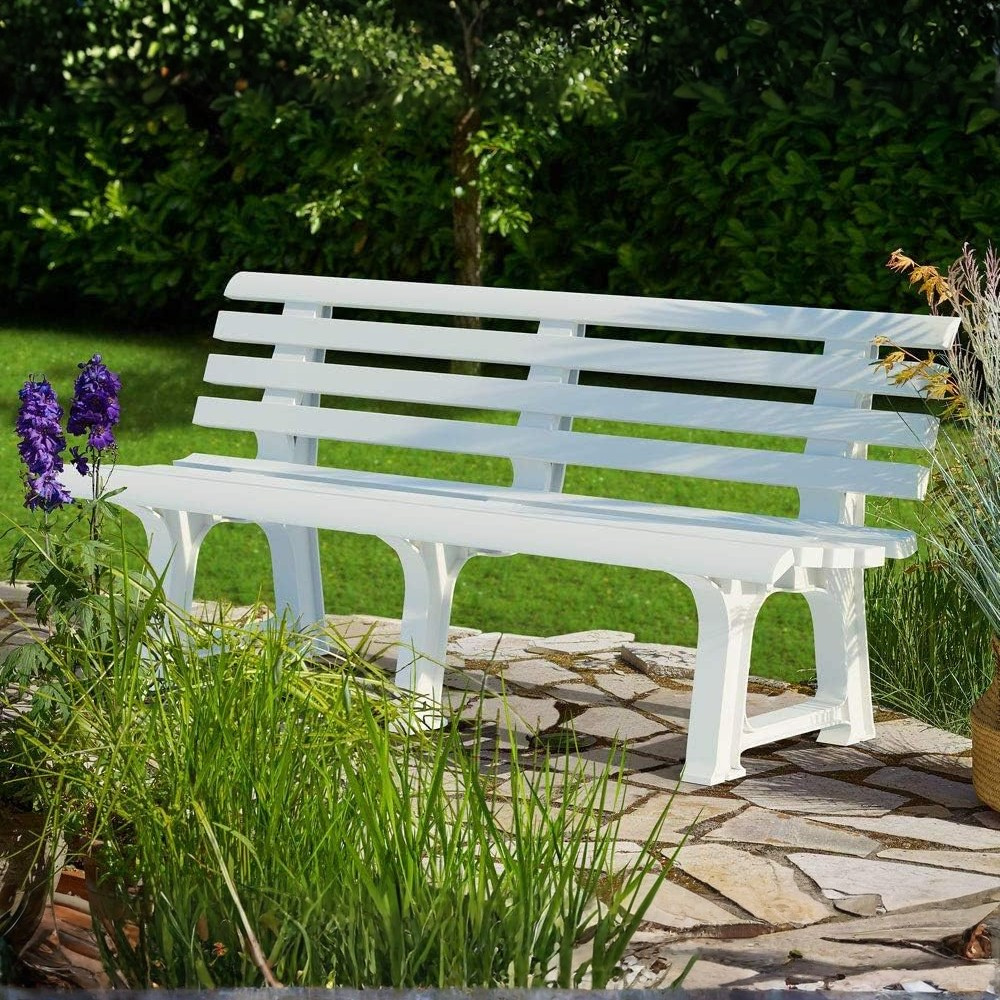 Banc de jardin "Orchidée" blanc - cm.49x145x74h. - poids 9,5 kg