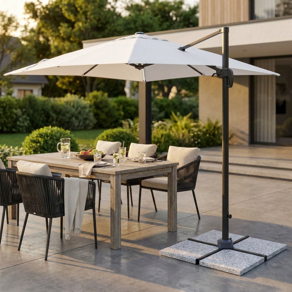 Parasol 3x4 m avec structure en aluminium et panneau solaire avec lumières LED Lumus