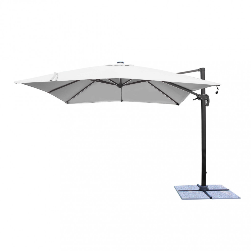 Parasol 3x4 m avec structure en aluminium et panneau solaire avec lumières LED Lumus