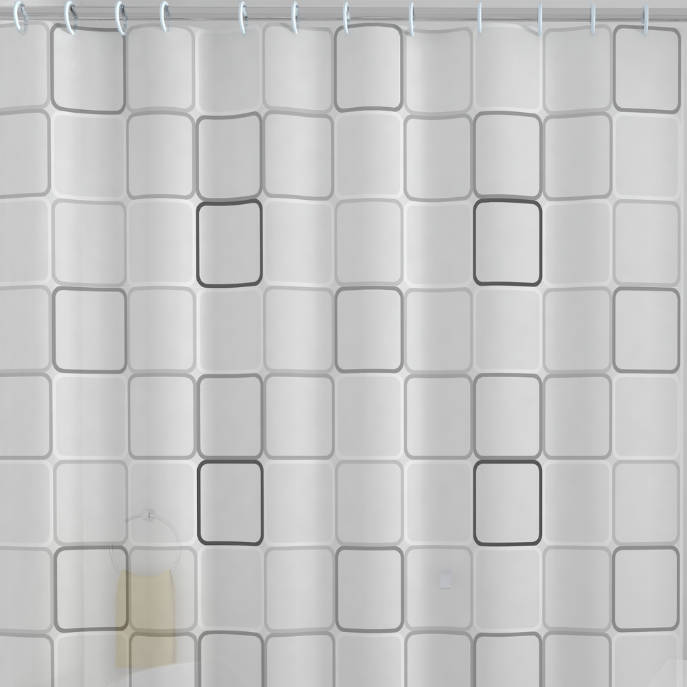 Rideau de douche salle de bain en peva domino gris