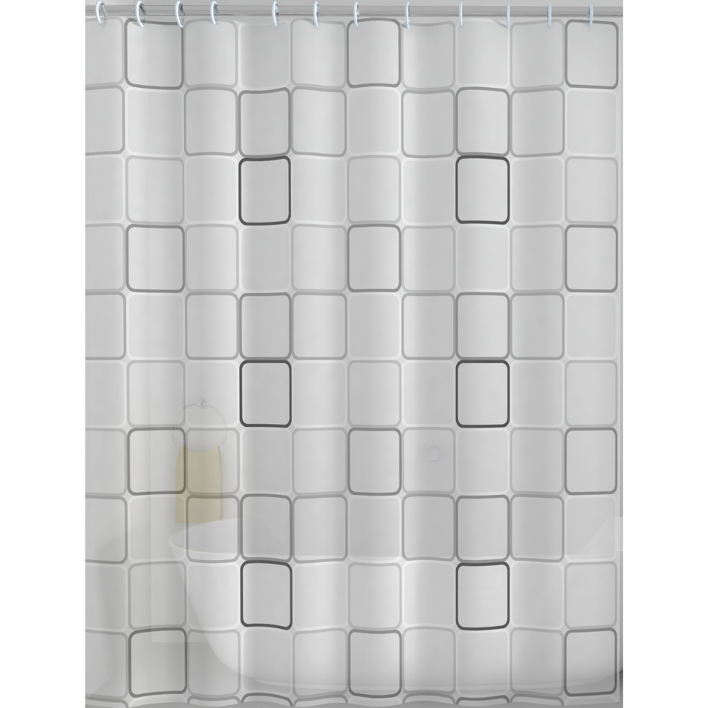 Rideau de douche salle de bain en peva domino gris
