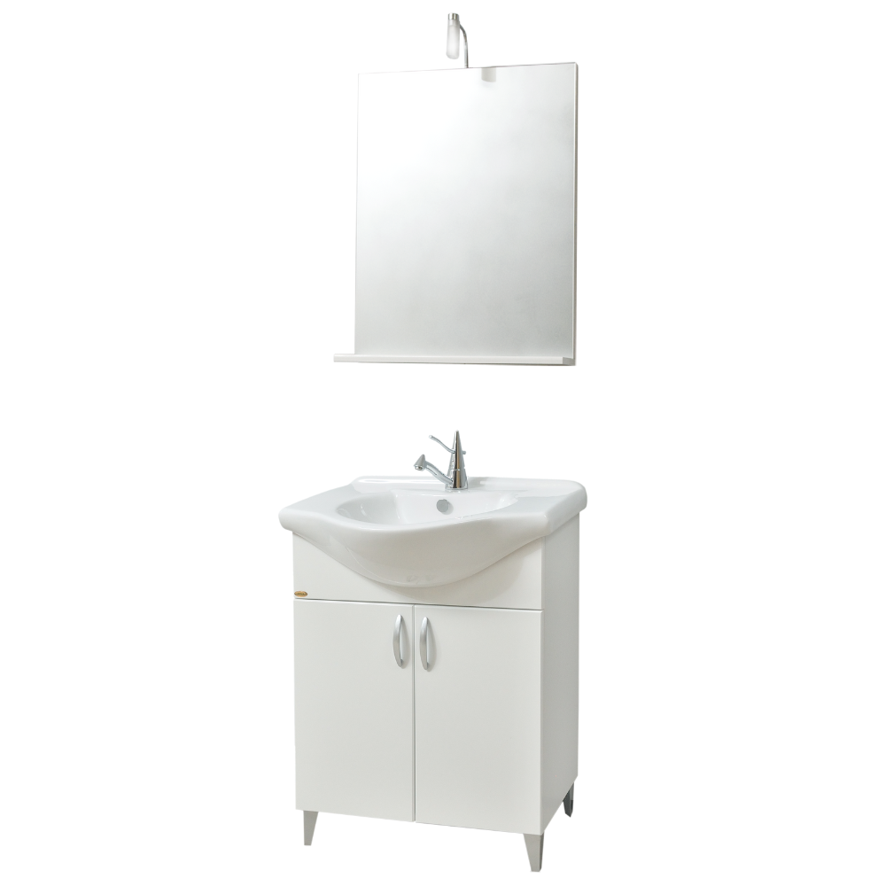 Vasque de salle de bain Luana avec socle et miroir 65x46xH86 cm