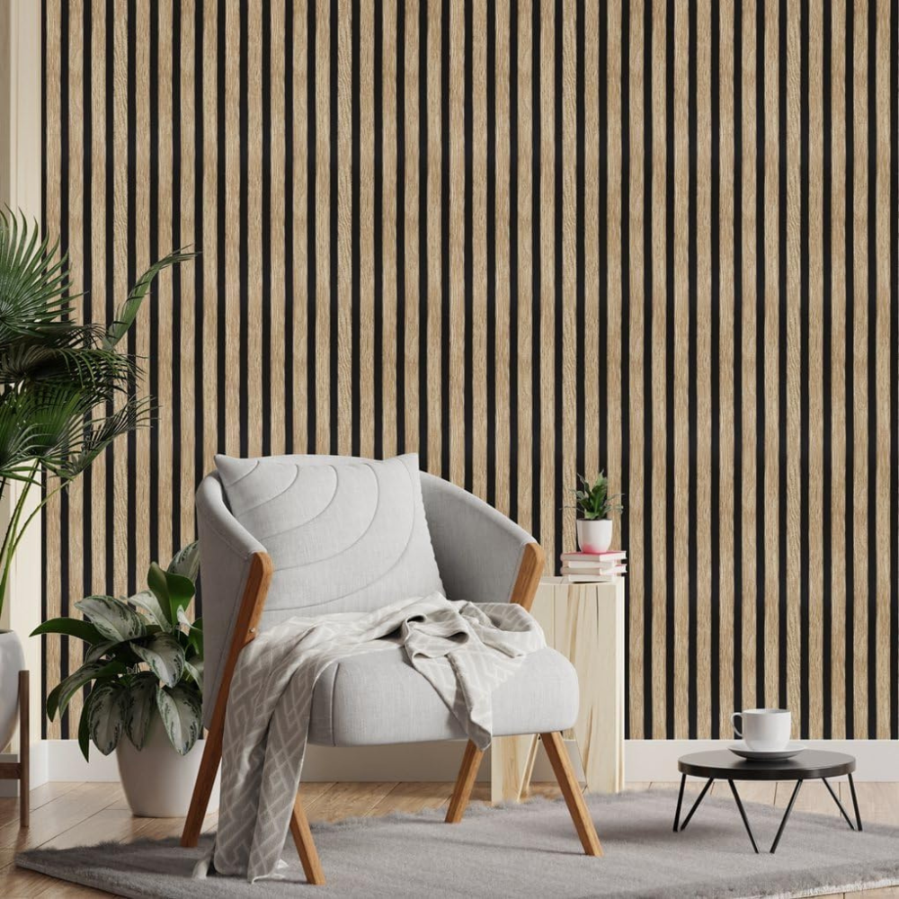 Pannello fonoassorbente decorativo flessibile in mdf per uso interno colore naturale 60x278 cm