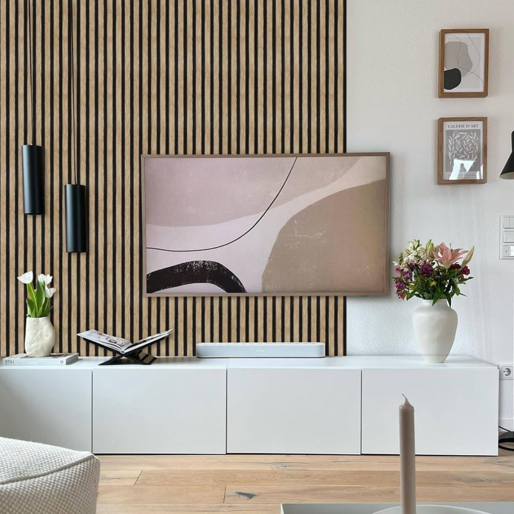 Pannello fonoassorbente decorativo flessibile in mdf per uso interno colore naturale 60x278 cm
