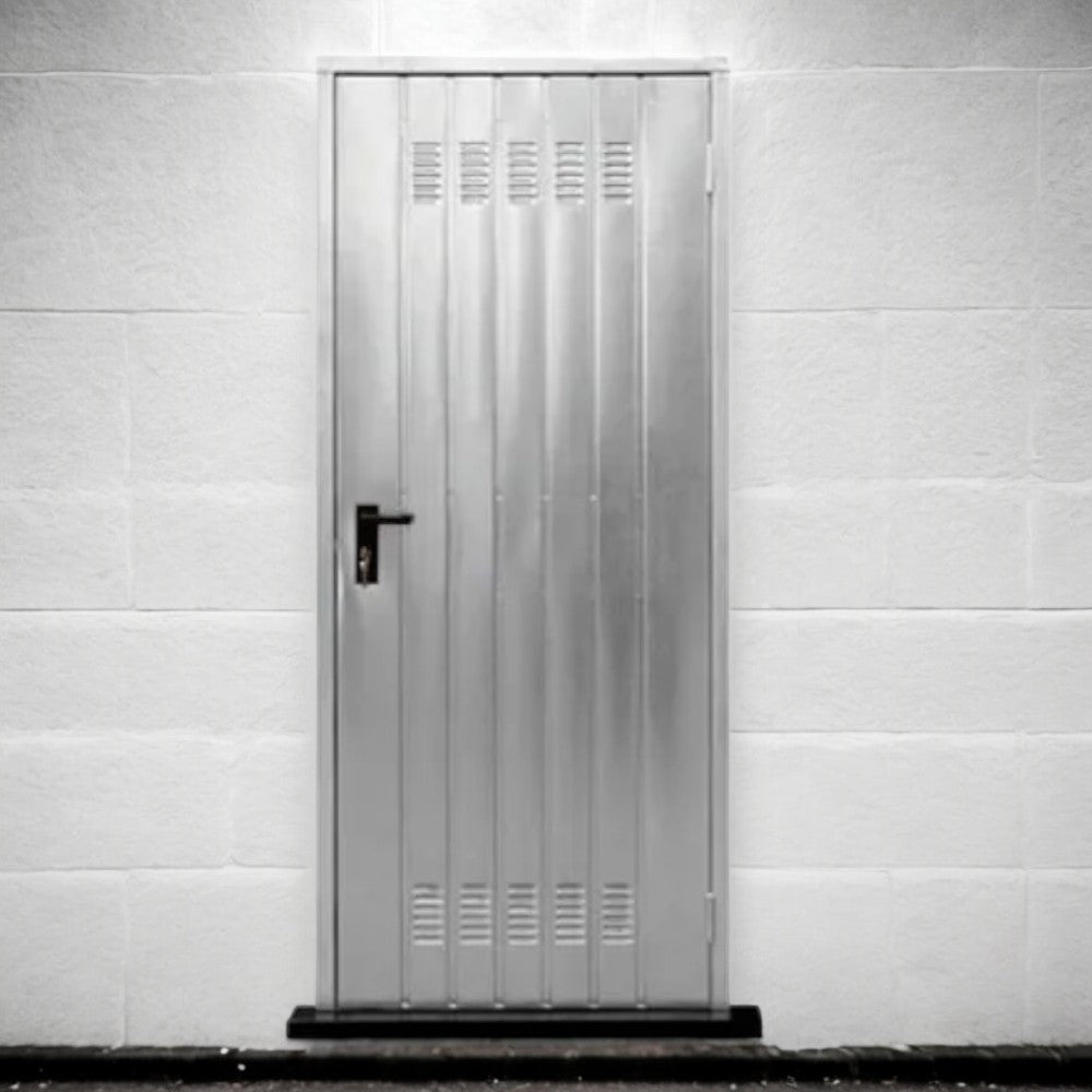 Porte de cave polyvalente réversible en acier galvanisé avec poignée