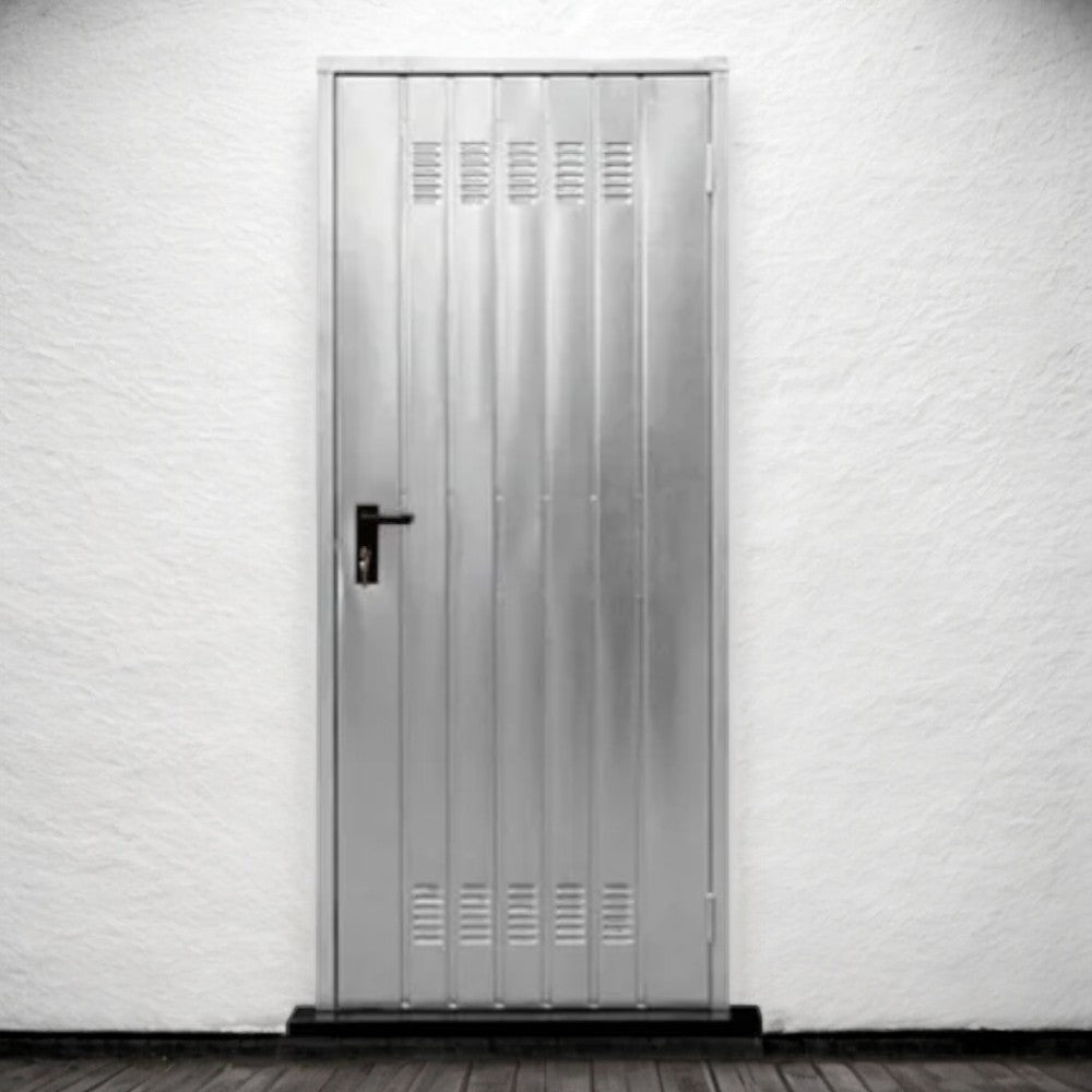 Porte de cave polyvalente réversible en acier galvanisé avec poignée