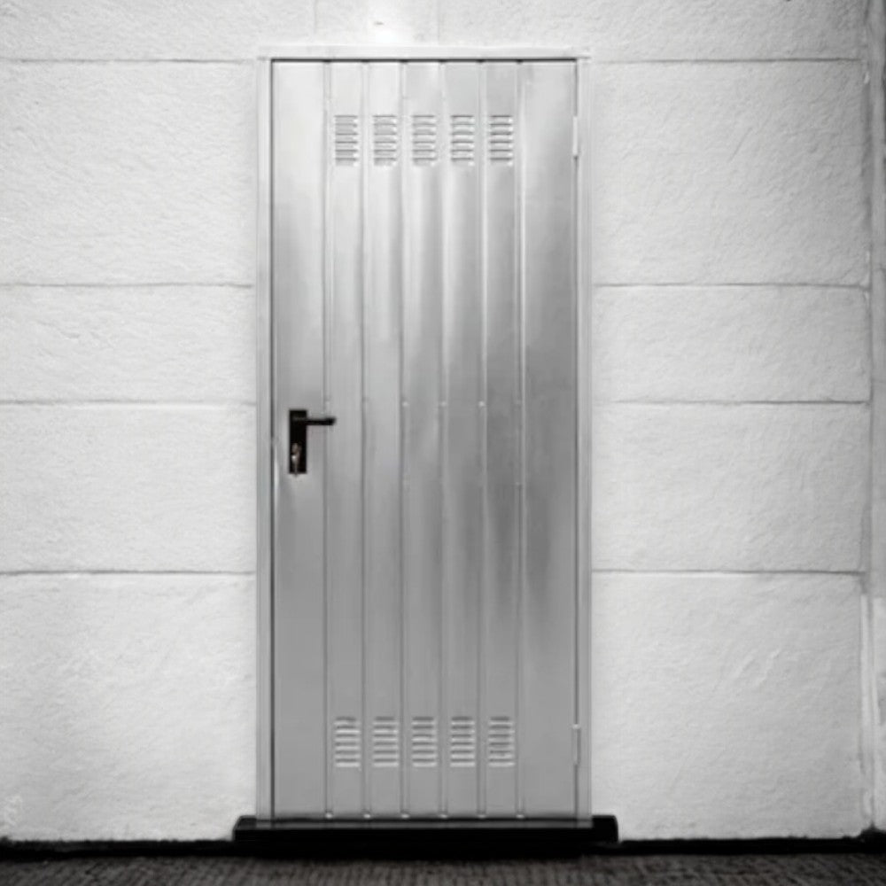 Porte de cave polyvalente réversible en acier galvanisé avec poignée