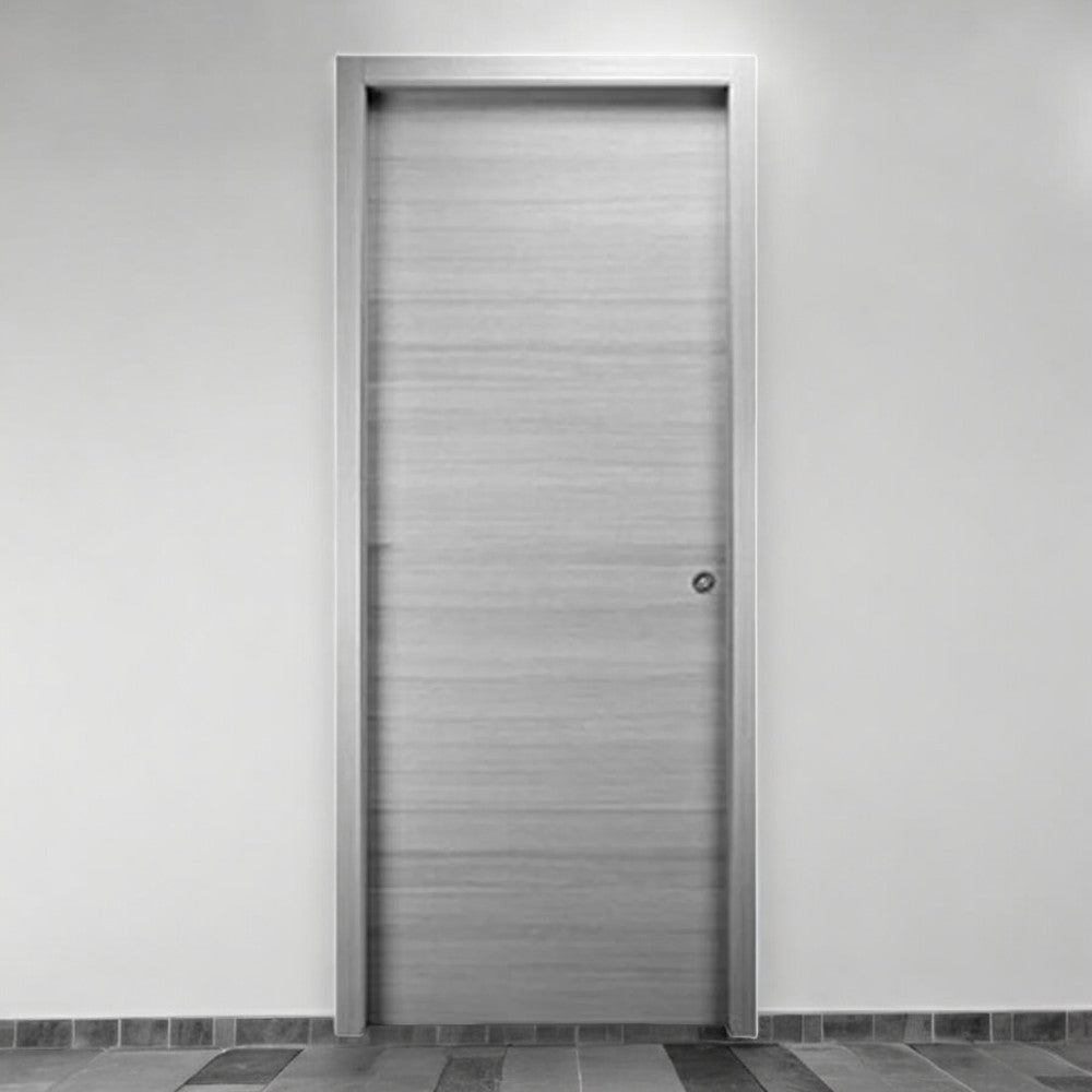 Porte coulissante intérieure réversible en bois de sapin avec renforts de serrure gris 