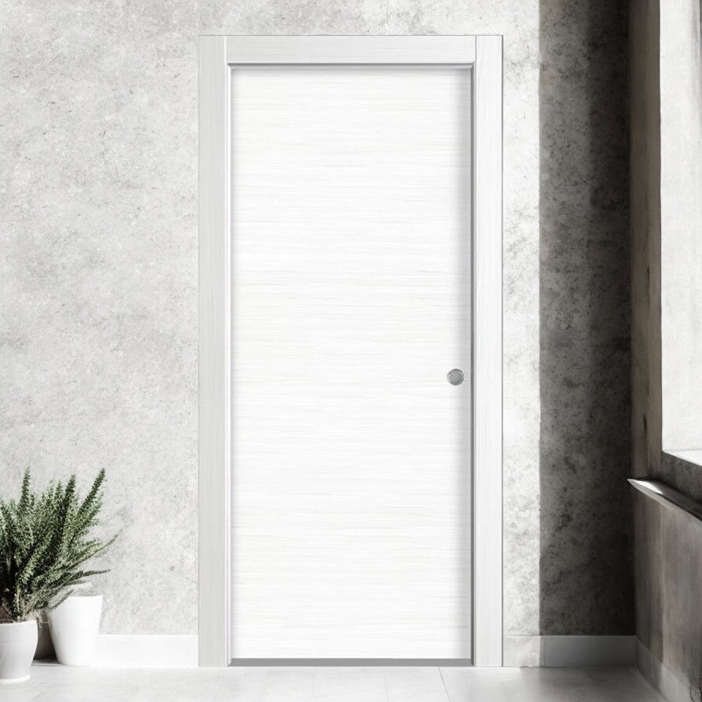 Porte coulissante intérieure réversible en bois de sapin épissé blanc