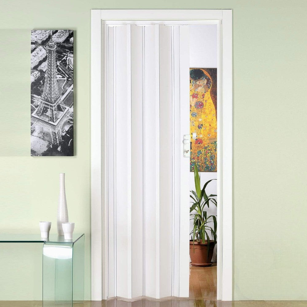 Porte pliante effet bois en PVC rigide avec poignée 82x214 cm
