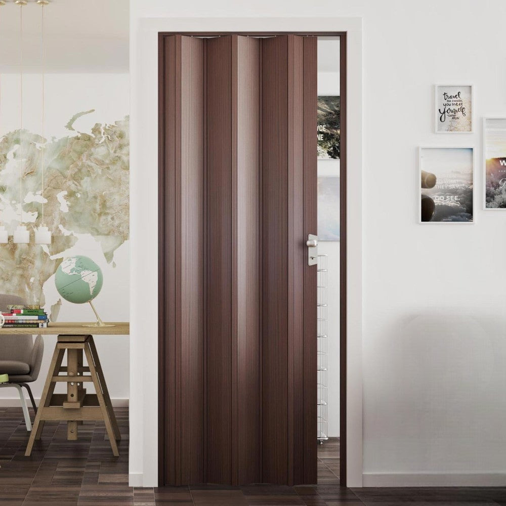 Porte pliante effet bois en PVC rigide avec poignée 82x214 cm
